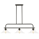 Annora Linear Multi-Light Pendant with Clear Glass Shades - Olde Bronze / Clear