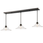 Annora Linear Multi-Light Pendant with Flared Glass Shades - Olde Bronze / Clear