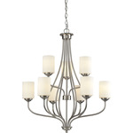 Cardinal Chandelier - Brushed Nickel / Matte Opal