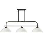 Annora Linear Multi-Light Pendant with Dome Glass Shades - Olde Bronze / Matte Opal