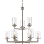 Savannah Tiered Chandelier - Brushed Nickel / Clear