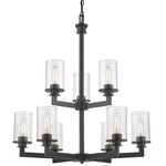 Savannah Tiered Chandelier - Bronze / Clear