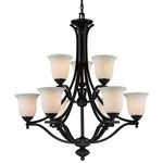 Lagoon Chandelier - Matte Black / Matte Opal