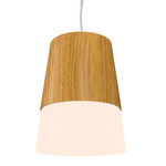 Conical Top Hat Pendant - Cathedral Freijo / White Acrylic