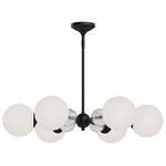 Celia Round Chandelier - Matte Black / Opal