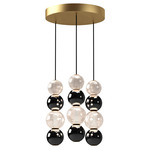 Onyx Multi Light Pendant - Natural Brass / Clear