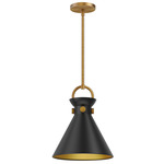 Emerson Pendant - Matte Black / Aged Gold