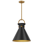 Emerson Pendant - Matte Black / Aged Gold