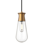 Marcel Teardrop Pendant - Aged Gold / Clear