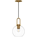 Soji Round Pendant - Aged Gold / Clear Glass