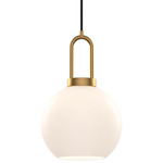 Soji Round Pendant - Aged Gold / Opal Matte