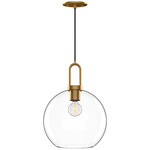 Soji Round Pendant - Aged Gold / Clear Glass