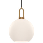 Soji Round Pendant - Aged Gold / Opal Matte