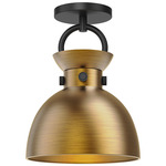 Waldo Semi Flush Ceiling Light - Aged Gold / Matte Black