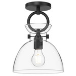 Waldo Semi Flush Ceiling Light - Clear Glass / Matte Black