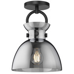 Waldo Semi Flush Ceiling Light - Smoked / Matte Black