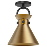 Emerson Semi Flush Ceiling Light - Aged Gold / Matte Black