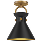 Emerson Semi Flush Ceiling Light - Matte Black / Aged Gold