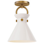 Emerson Semi Flush Ceiling Light - Glossy Opal / Aged Gold