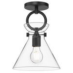 Emerson Semi Flush Ceiling Light - Clear Glass / Matte Black