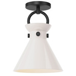 Emerson Semi Flush Ceiling Light - Glossy Opal / Matte Black