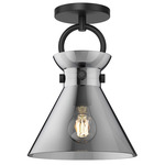 Emerson Semi Flush Ceiling Light - Smoked / Matte Black