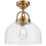 Lancaster Semi Flush Ceiling Light - Aged Gold / Clear