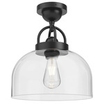 Lancaster Semi Flush Ceiling Light - Matte Black / Clear