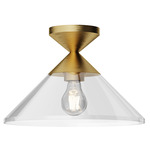 Mauer Semi Flush Ceiling Light - Clear / Brushed Gold