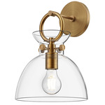 Waldo Wall Sconce - Clear Glass / Aged Gold