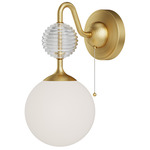 Celia Wall Sconce w/Pull Chain - Brushed Gold / Opal