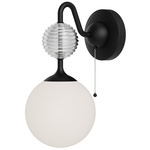 Celia Wall Sconce w/Pull Chain - Matte Black / Opal