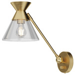 Mauer Swing Arm Wall Sconce - Clear / Brushed Gold
