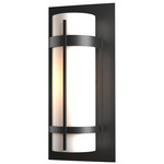 Banded Outdoor Wall Sconce - Coastal Black / Opal