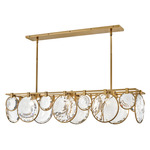 Nala Linear Chandelier - Heritage Brass / Crystal