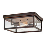 Beckham Outdoor Ceiling Flush Light - Blackened Copper / Clear