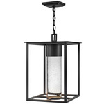 Coen Outdoor Dark Sky Pendant - Black / Clear Seedy