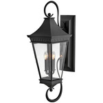 Chapel Hill Scroll Outdoor Wall Sconce - Museum Black / Clear