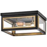 Shaw Ceiling Light - Black / Heritage Brass / Clear