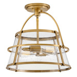 Tournon Semi Flush Ceiling Light - Heritage Brass / Clear Seedy