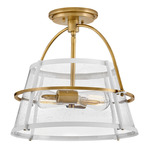 Tournon Semi Flush Ceiling Light - Heritage Brass / White / Clear Seedy