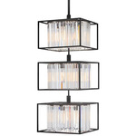 Giada Multi Tier Pendant - Black / Crystal