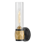 Ellison Wall Sconce - Black / Heritage Brass / Clear