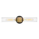 Ellison Bathroom Vanity Light - Black / Heritage Brass / Clear