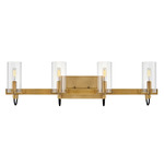 Ryden Bathroom Vanity Light - Heritage Brass / Clear