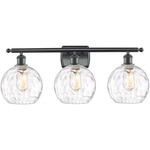 Athens Bathroom Vanity Light - Matte Black / Clear Water