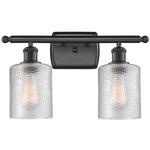 Cobbleskill Bathroom Vanity Light - Matte Black / Clear Ripple