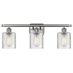 Cobbleskill Bathroom Vanity Light - Brushed Satin Nickel / Clear Ripple