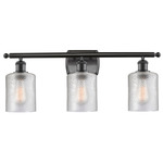 Cobbleskill Bathroom Vanity Light - Matte Black / Clear Ripple