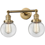 Beacon Bathroom Vanity Light - Brushed Brass / Clear